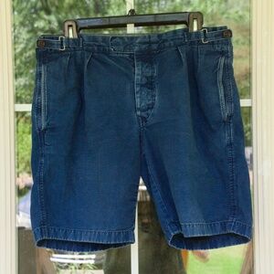 Wallace & Barnes J. Crew Blue Indigo-Dyed Pleated Shorts Mens 32"
